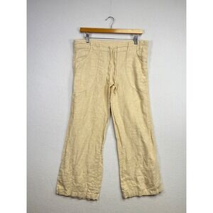 H&M Divided Women's Beige 100% Linen Wide Leg Drawstring Waist Pants Size 4